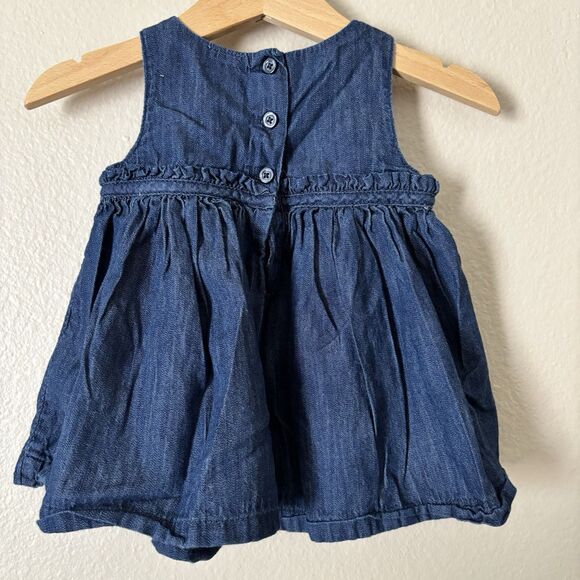 Baby Gap Dress Girl 3 - 6 months Dark Blue chambray sleeveless button pullover - Picture 5 of 7